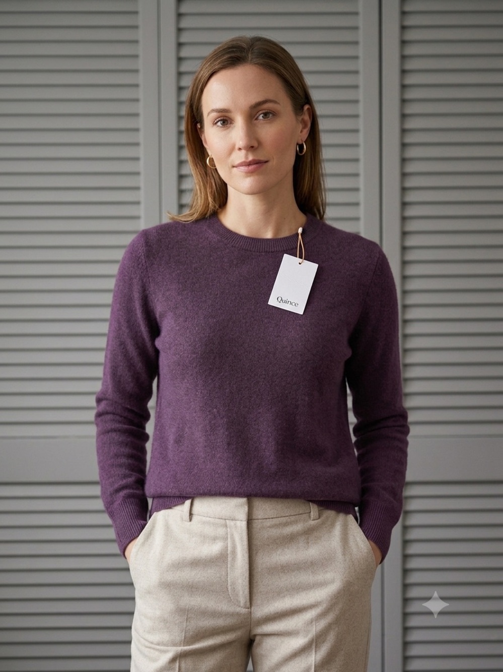 NWT Quince 100% Mongolian Cashmere Crewneck Sweater - Deep Orchid Purple Size L